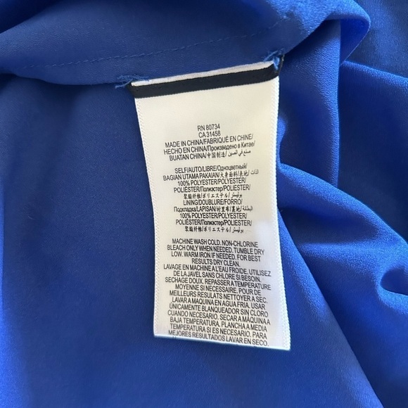 BCBGMAXAZRIA Adrina Royal Blue Dress Size 4 Secretary Tie Neck - Picture 6 of 8